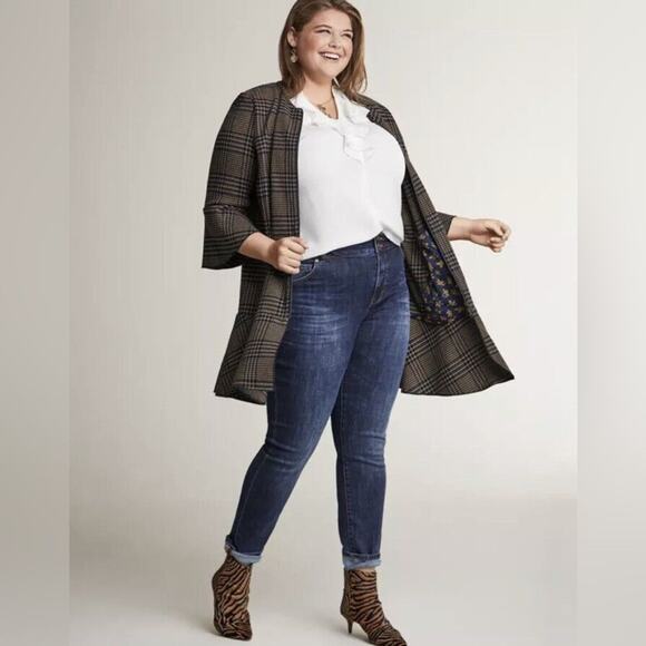 Cabi Flounce Tartan Plaid Jacket in Brown small houndstooth fall peplum 3902 - Picture 9 of 10